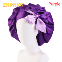 ZNPNXN SATIN Bonnet ผ้าไหมซาตินคืนหมวกนอนปก-8สี Double Layer Makeup CAP