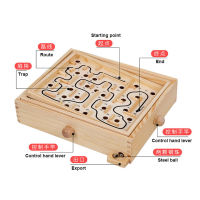 Wooden 3D Magnetic Ball Maze Puzzle Toy Wood Case Box Fun in Hand Game Challenge Balance Educational Toys for Children