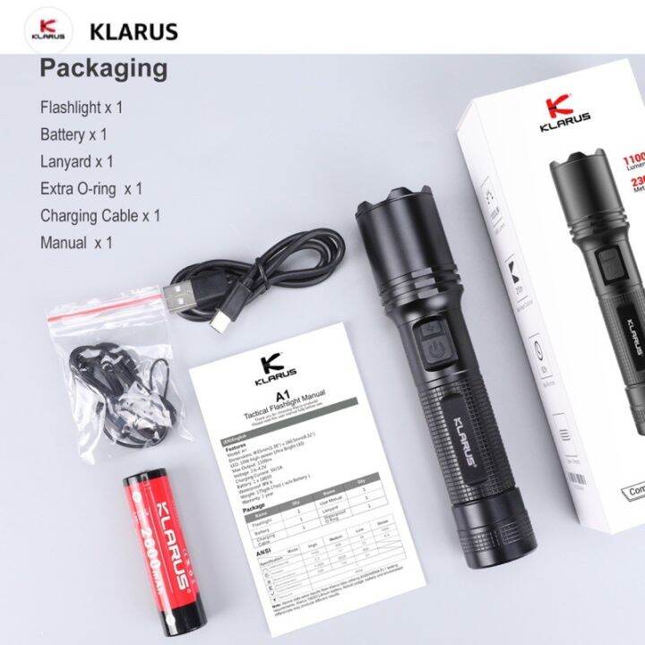 โปรโมชั่น-คุ้มค่า-klarus-a1-high-performance-tactical-flashlight-ตัวแทนจำหน่ายอย่างเป็นทางการ-ราคาสุดคุ้ม-ไฟฉาย-แรง-สูง-ไฟฉาย-คาด-หัว-ไฟฉาย-led-ไฟฉาย-แบบ-ชาร์จ-ได้