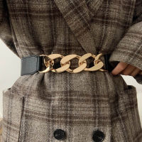 Fashion Elastic Women Belt Gold Silver Metal Chain Waist Strap For Dress Coat Suit Designer Lady All-match Decorative Waistband