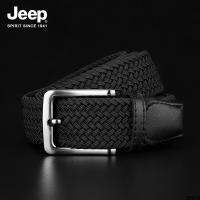 กางเกงลำลองยางยืด jeep ผู้ชายระดับไฮเอนด์ไม่มีรูพรุนสายรัดกางเกงยางยืดเข็มขัดทอผ้าใบนุ่ม