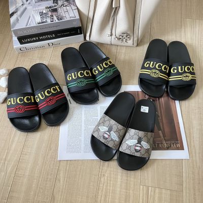 2023 New Versatile Couple Style Color Block Letter Flat Bottom Slippers Bee Gel Slippers