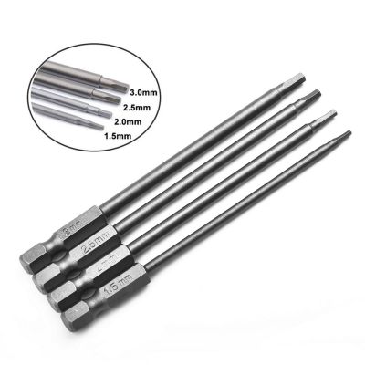 4pcs 1/4 Hex Shank Magnetic Head Screw Driver Screwdriver Bit 1.5/2.0/2.5/3.0mm Wrenches Screw Drive For All Cord/cordless Drill