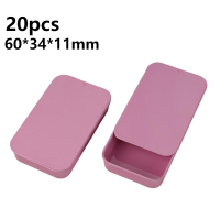 20pcs Pink Tinplate Rectangular Tin Box Empty Mini Candy Cases Small Push-pull Pill Solid Balm Stationery Storage Box 60*34*11mm Storage Boxes