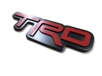 แผ่นป้ายTRD Logo ดำแดง โลโก้อลูมิเนียม พร้อมกาว ขนาด 10  x 4.1cm Toyota Racing**มาร้านนี่จบในที่เดียว**