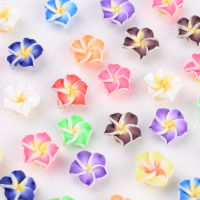 20pc Handmade Polymer Clay 3D Flower Plumeria Beads Mixed Color 12x8mm Hole: 2mm