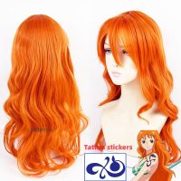 AEOZAD Nami Long Curly Wavy Cosplay วิกผม para mulheres คอสเพลย์วิกผมอะนิเมะ Resistentes ao Calor Festa de Halloween Laranja Menina