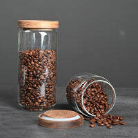 โถแก้วใส่เมล็ดกาแฟ แก้วบอโรซิลิเกตทนความร้อนทรงกลมฝาไม้อะคาเซีย Coffee Beans Storage Canister ขนาด 150กรัม/320กรัม