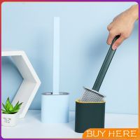 BUY Here แปรงขัดส้วมแบบ ""หัวซิลิโคน"" แปรงขัดห้องน้ำ พร้อมฐานตั้งเก็บ Silicone toilet brush