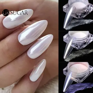 NICOLE DIARY Nail Powder Pigment Pearl White Rubbing on Nail Art Glitter  Dust Chrome Aurora Manicure Decoration DIY