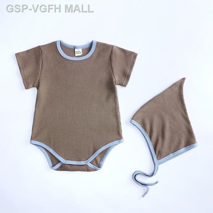 vgfh-mall-เสื้อรอมเปอร์ทารกชุดจั๊มสูทแขนสั้นหมวกผ้าฝ้ายสำหรับชุดทารกแรกเกิดเสื้อผ้าเด็กผู้หญิง-เด็กผู้ชาย0-18เดือน