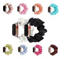 solid color Soft Satin Watch Bracelet New Apple Watch Scrunchie Elastic Watch Band for 38 40 42 44mm strap series 7 6 5 4 Straps