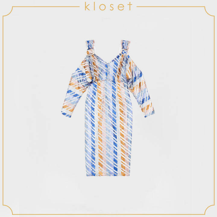 kloset-sequin-embellished-midi-dress-aw20-d010-เสื้อผ้าแฟชั่น-เสื้อผ้าผู้หญิง-เดรสแฟชั่น-เดรสผ้าเลื่อม-เดรสสั้น