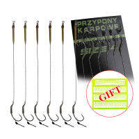 LANG 6pcs Leader Carp Fishing Hooks Hair Rigs With Line 2/4/6/8# Europe Feeder