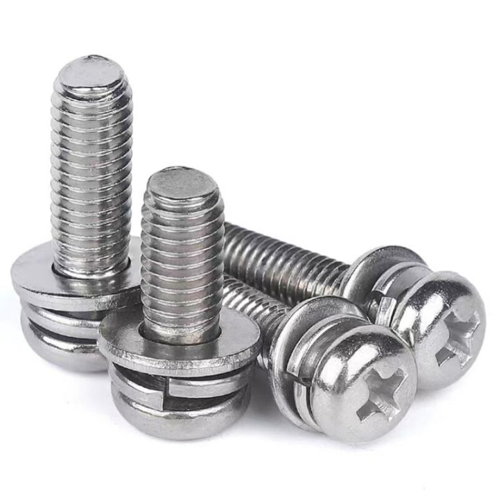 m8-304-stainless-steel-phillips-round-head-screws-with-flat-washers-spring-washers-pan-head-screws-three-combination-nails-screws-fasteners