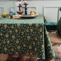 Home Pastoral Tablecloth Christmas Red and Green Decorative Tablecloth Retro Desk Coffee Table Tablecloth Party Decorations