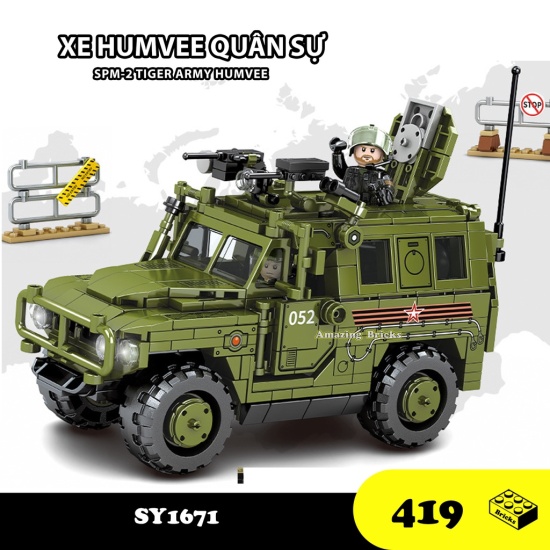 Đồ chơi lắp ráp xe humvee quân sự spm-2 tiger, sy1671 xếp hình thông minh - ảnh sản phẩm 1