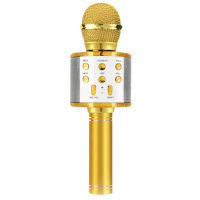 Protable Musical Microphone Wireless Bluetooth Microphone Handheld Karaoke Mic Speaker Machine for Android/ Golden