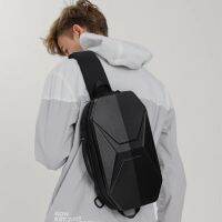 OZUKO Men Sling Bags Hard Shell Chest Bag Male Waterproof USB Charging Crossbody Bag