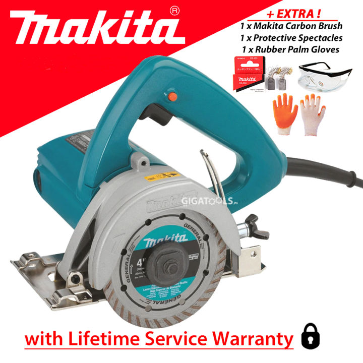 Makita 4100NH Concrete Cutter 4-3/8” 1,300W with Makita Carbon Brush  CB-303, Protective Spectacles and Rubber Palm hand protector [GIGATOOLS]  Lazada PH