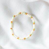 (พร้อมส่ง) Bijou basic beads #carrotcream ข้อมือไหมยืด