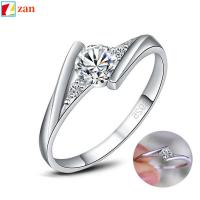 ZAN รอบ โลหะผสม คลาสสิก ทอง andamp; เงิน หมั้น แหวนแต่งงานเพชร แหวนผู้หญิง เครื่องประดับ