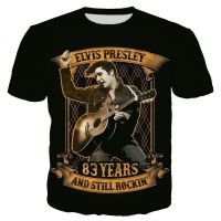 【New】เสื้อยืดแขนสั้นลําลอง พิมพ์ลาย Elvis Presley 3 มิติ โอเวอร์ไซซ์ แฟชั่นสตรีท สไตล์ฮิปฮอป สําหรับผู้ชาย