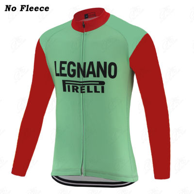 New Italy Vintage Cycling Jersey Men Shirt Long Sleeve Green Retro Road Mountain Bike Sweatshirt Jersey Maillot Ciclismo