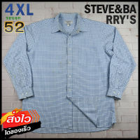 STEVE&amp;BARRYS®แท้ อก 52 ไซส์ 4XL เสื้อเชิ้ตผู้ชาย สีฟ้า เสื้อแขนยาว เสื้อใส่เที่ยวใส่ทำงาน