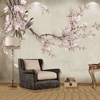 【CW】 Chinese Flowers Birds Mural Wallpaper Pink Floral Photo Wall Paper Room TV Sofa Study Papel Tapiz