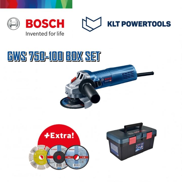 bosch-หินเจียร์-รุ่น-gws-750-100-fisherman-box-set-แถมฟรีใบตัดและกล่องเครื่องมือ