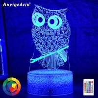 ∏♂▤ 2020 Newest Kid Light Night 3D LED Night Light Creative Table Bedside Lamp Romantic Owl light Kids Gril Home Decoration Gifts