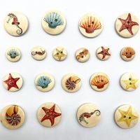 15/20/25mm Color Printing Round Buttons Underwater World Animal Mixed Buttons for Wedding Decoration Sewing Accessories Haberdashery