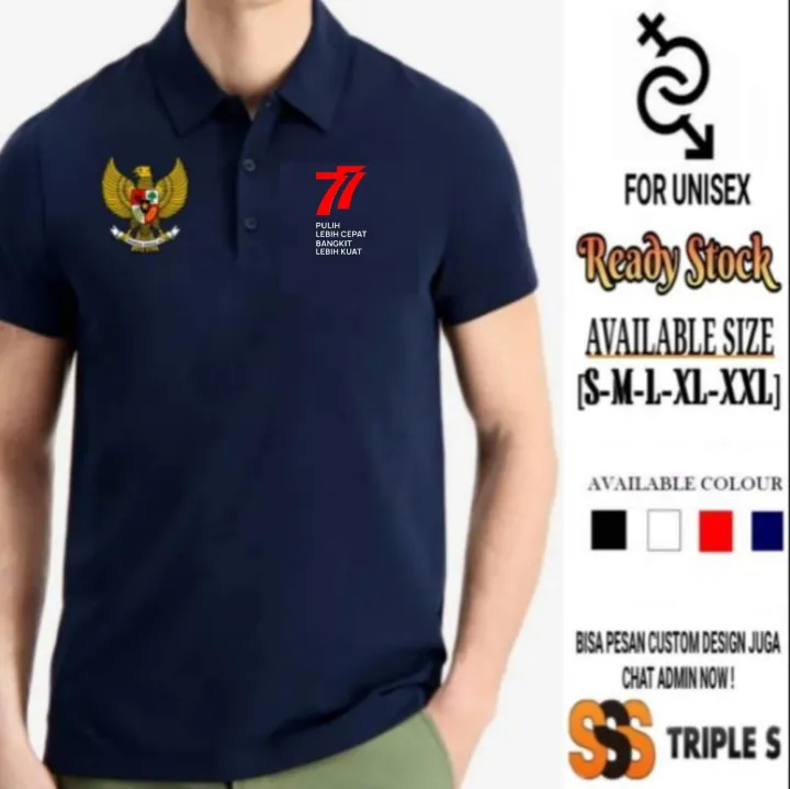 POLO SHIRT HUT RI KE 77 GARUDA KAOS KERAH DIRGAHAYU NKRI | Lazada Indonesia