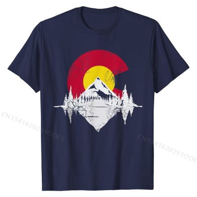 Vintage Colorado Mountain Reflection Hiking Camping Outdoors T-Shirt comfortable Cotton Men Tees Printed On On Sale Top T-shirts