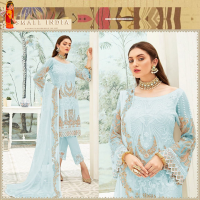 {**ส่งฟรี**} SMALL INDIA ?? Faux Georgette Nazmin ชุดเซ็ทเสื้อกางเกง ?? Ethnic Suit Set