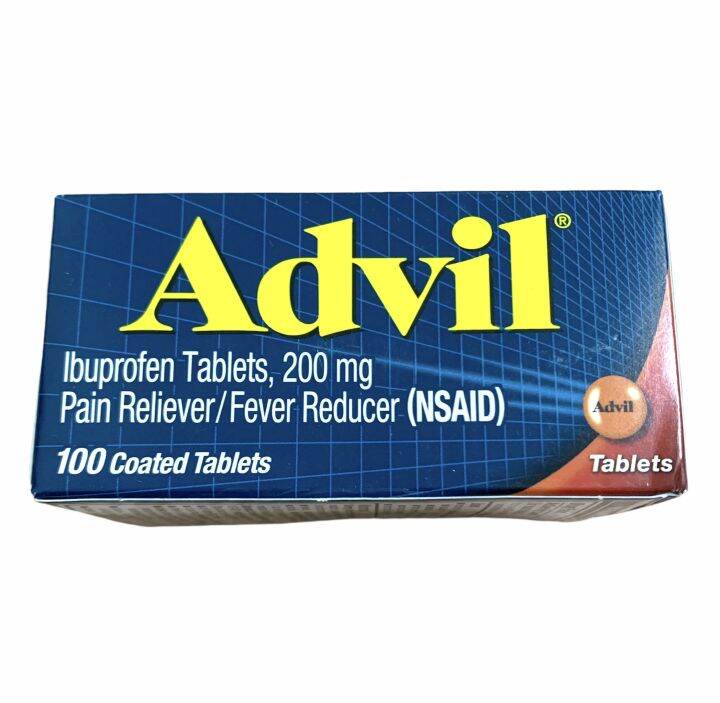 Advil 100 Coated Tablets Pain Reliever/Fever Reducer, 200mg Ibuprofen Expiry Feb 2025 Lazada PH