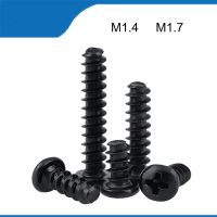 High Quality Cross Recessed Pan Head Flat Tail Self tapping Screw M1.4 M1.7 500PCS Black Carbon Steel Phillips Screw