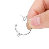 6pcslot Stainless Steel C-shaped Ear Hook Hoops Circle Ball Stud Earrings Ear Wires Connector For DIY Jewelry Making Supplies