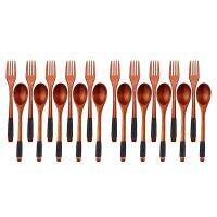 Wooden Spoons Forks Set Japanese Style Wooden Utensils Set for Eating Wood Flatware Set Reusable