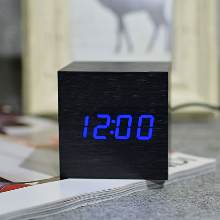 worth-buy-นาฬิกาตั้งโต๊ะอิเล็กทรอนิกส์ควบคุมด้วยเสียงด้วยเตือนนาฬิกา-led-ไม้-fibisonic