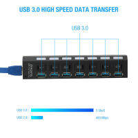 USB 3.02.01.1 Hub Splitter อะแดปเตอร์ไฟ AC คุณภาพสูง5Gbps USB Dock Station พร้อมสวิตช์เปิดปิดสำหรับคอมพิวเตอร์ PC