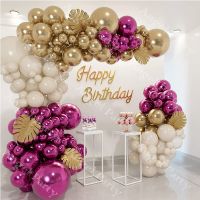 Magenta Gold Balloons Arche Ballon Anniversaire Baby Shower Baptism 18 30 Birthday Girl Wedding Party Decoration Mariage Globos Balloons