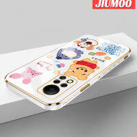 JIUMOO เคสสำหรับ Infinix Hot 11S NFC Hot 11S ลายการ์ตูนยิ้มสัตว์ใหม่กรอบสี่เหลี่ยมพื้นผิวเคสซิลิกาเจลกันกระแทกเคสมือถือรวมเลนส์กล้องถ่ายรูปฝาครอบป้องกัน