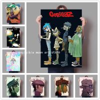 งานศิลปะการ์ตูนวง Gorillaz: ภาพพิมพ์ผนังผ้าใบที่ไม่ซ้ำกันสำหรับการตกแต่งบ้านที่ทันสมัย