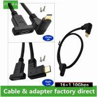 Up Down Kiri Kanan 90 Derajat Siku USB Tipe-C Male To Female Ekstensi Data kabel dengan PANEL MOUNT Lubang Sekrup 10Gbps