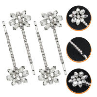 ETEREAUTY 2 คู่ Rhinestones ดอกไม้ Bobby Pin เจ้าสาว Pin Pin Women Hair Clips