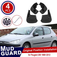 สำหรับ Peugeot 206 1998 ~ 2012 Auto Mud Flaps Mudguard Splash Guard ด้านหน้าด้านหลังล้อ Fender Mudflaps รถอุปกรณ์เสริม4Pcs Hatchback