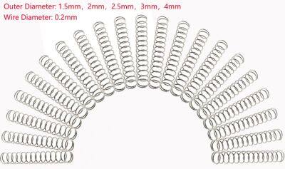 Wire Diameter 0.2mm Stainles Steel Micro Small Compression Spring OD 2mm/2.5mm/3mm/4mm Length 5-50mm 10Pcs