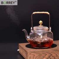 (Willie Samuel) BORREY Borosilicate กาน้ำชาแก้วชา Infuser กาน้ำชาแก้วทนความร้อนสำหรับเตาญี่ปุ่นยกกาน้ำชา Puer ชากาต้มน้ำ